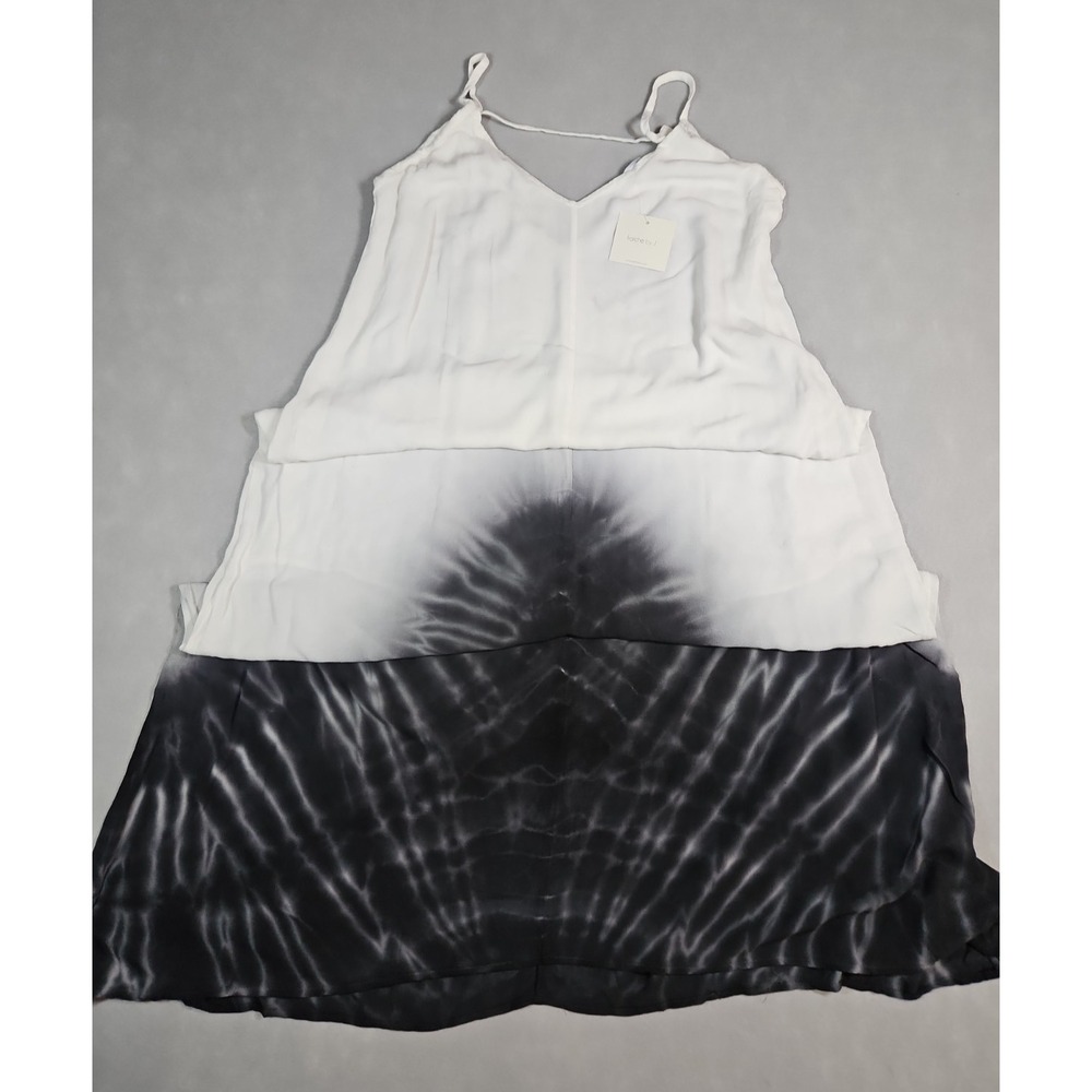 Fraiche By J Womens Black White Tie Dye Sleeveless Maxi Dress Size Medium NWT